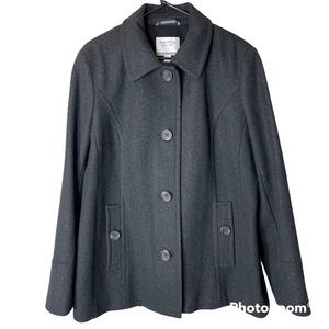 Nautica Women’s Pea Coat Jacket Button Front and Pockets Lined Wool Blen…